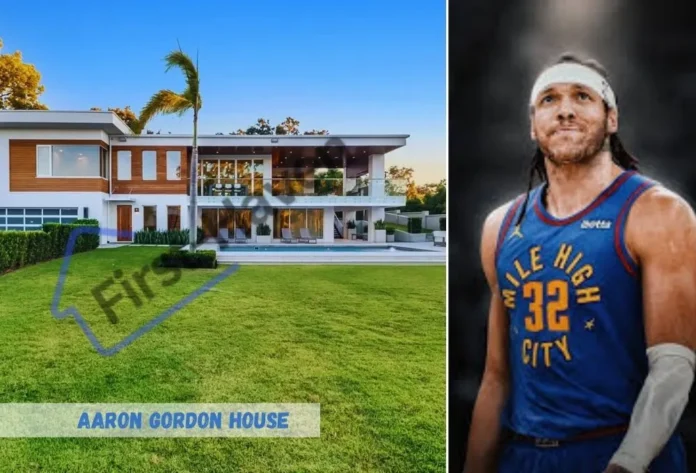 Inside Aaron Gordon house featuring full-size basketball court and modern amenities