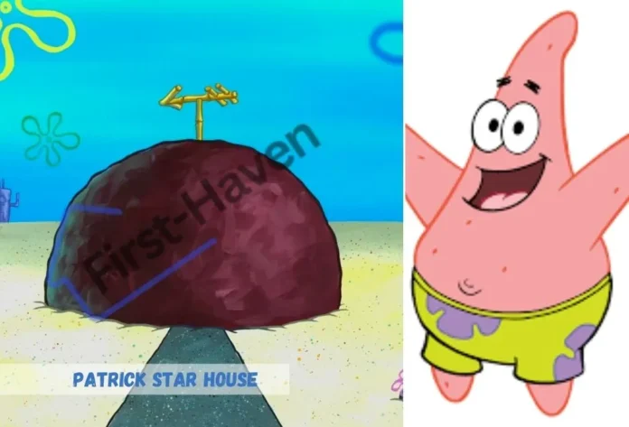 Inside Patrick Star house featuring cozy decor and colorful snacks