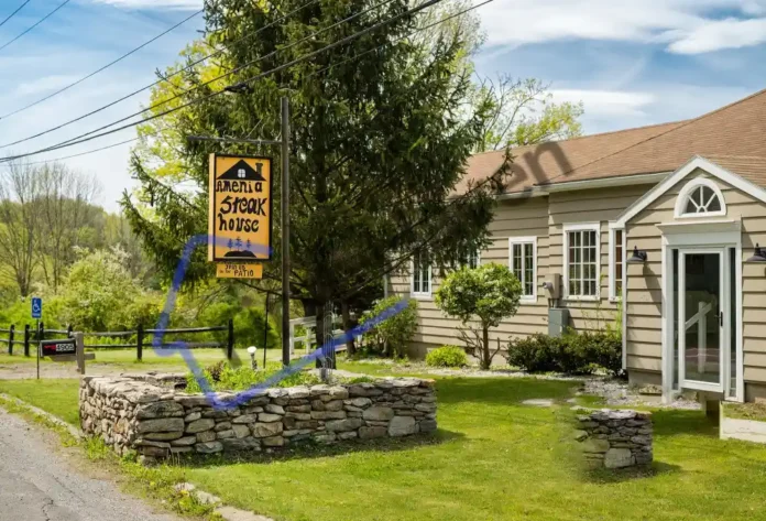 Amenia Steak House exterior with rustic charm and inviting atmosphere in the Hudson Valley.