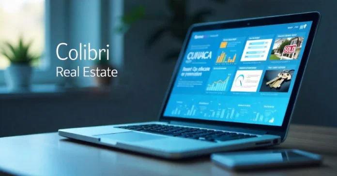 Colibri real estate online course dashboard on laptop screen with house keys and sold sign for real estate education review