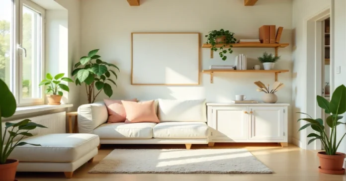 Organized modern home interior with greenery and storage using DrHomey handy tips
