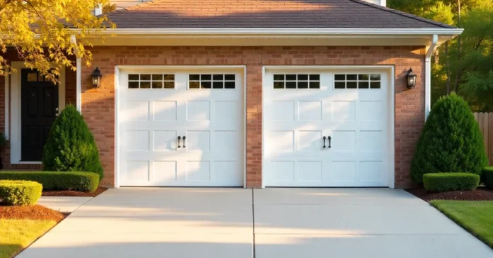 155 Finley Dr Commerce GA 30529 garage pictures showing a clean two-car attached garage with white steel doors and finished interior.