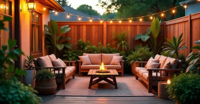 Easy backyard hacks decadgarden transforming outdoor space with string lights vertical garden and cozy seating area