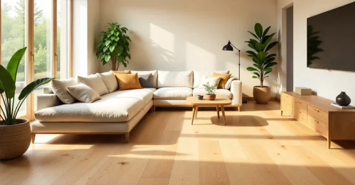 NdureSierra Cypress waterproof SPC luxury vinyl plank floor with warm beige-brown cypress wood look