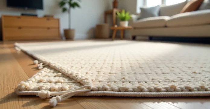 Cozy living room styled with a T.J. Maxx Rugs 5×7 adding warmth, texture, and designer flair on a budget.