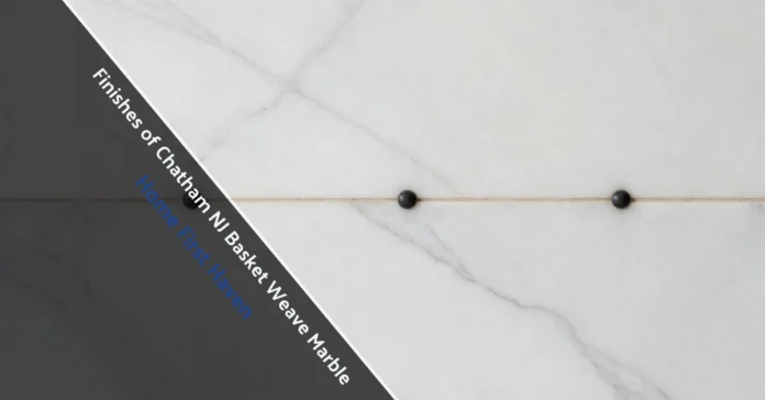 Finishes of Chatham NJ basket weave marble showing classic white tiles with black dots in crisscross pattern close-up