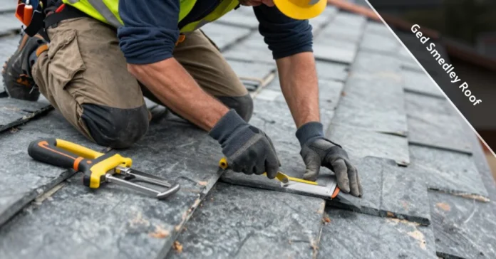 Ged Smedley Roof contractor inspecting residential roof tiles in Manchester