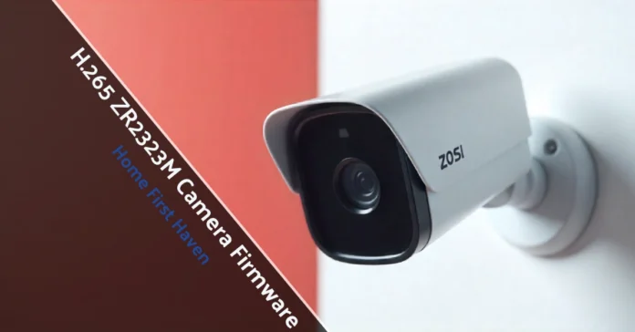 Diagram explaining H.265 ZR2323M Camera Firmware, showing firmware updates, storage savings, security fixes, and camera performance flow.