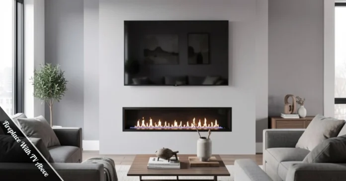 Modern fireplace with flat-screen TV mounted above in a living room