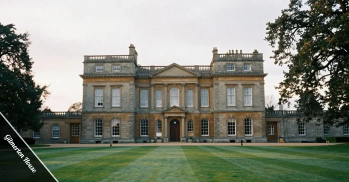 Gilmerton House exterior view showing Georgian mansion facade with triangular pediment in East Lothian Scotland
