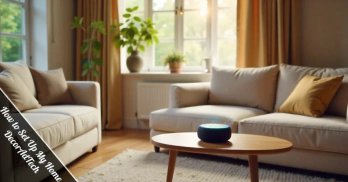how to set up my home decoradtech modern living room with smart lighting voice assistant wireless charging coffee table