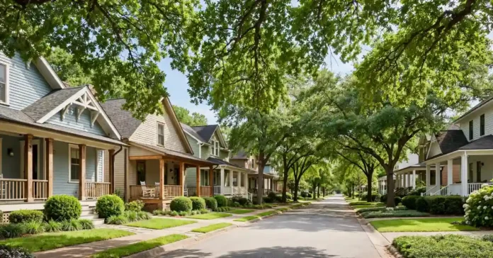 Tree-lined street of homes in a Northeast Atlanta neighborhood