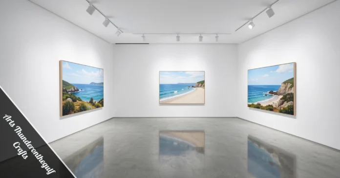 Arts Thunderonthegulf Crafts coastal paintings displayed in professional gallery lighting at Alabama Gulf Coast festival