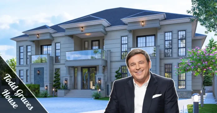 Todd Graves House exterior Baton Rouge estate lakeside mansion with oak trees