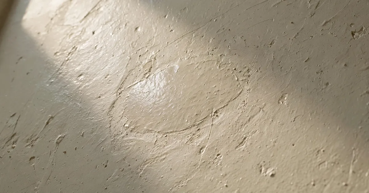 Wall paint showing a glossy patch next to a matte area, an example of paint flashing
